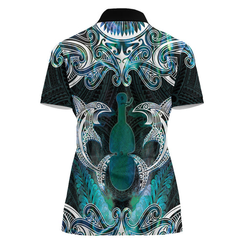 New Zealand Kotiate Weapon Women Polo Shirt Aotearoa Mango Paua Shell Maori Pattern