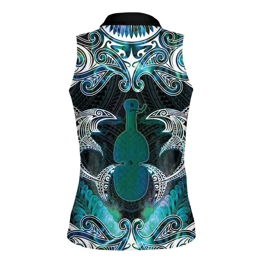New Zealand Kotiate Weapon Women Sleeveless Polo Shirt Aotearoa Mango Paua Shell Maori Pattern