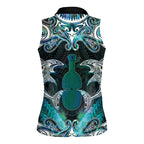 New Zealand Kotiate Weapon Women Sleeveless Polo Shirt Aotearoa Mango Paua Shell Maori Pattern