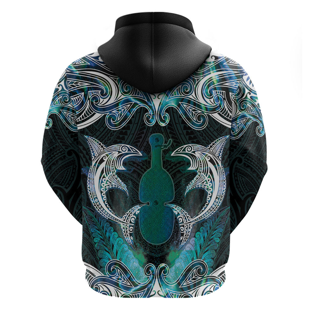 New Zealand Kotiate Weapon Zip Hoodie Aotearoa Mango Paua Shell Maori Pattern