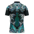 New Zealand Kotiate Weapon Zipper Polo Shirt Aotearoa Mango Paua Shell Maori Pattern