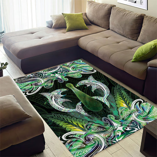 New Zealand Mere Pounamu Weapon Area Rug Aotearoa Mango Paua Shell Maori Pattern