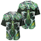 New Zealand Mere Pounamu Weapon Baseball Jersey Aotearoa Mango Paua Shell Maori Pattern