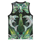 New Zealand Mere Pounamu Weapon Basketball Jersey Aotearoa Mango Paua Shell Maori Pattern