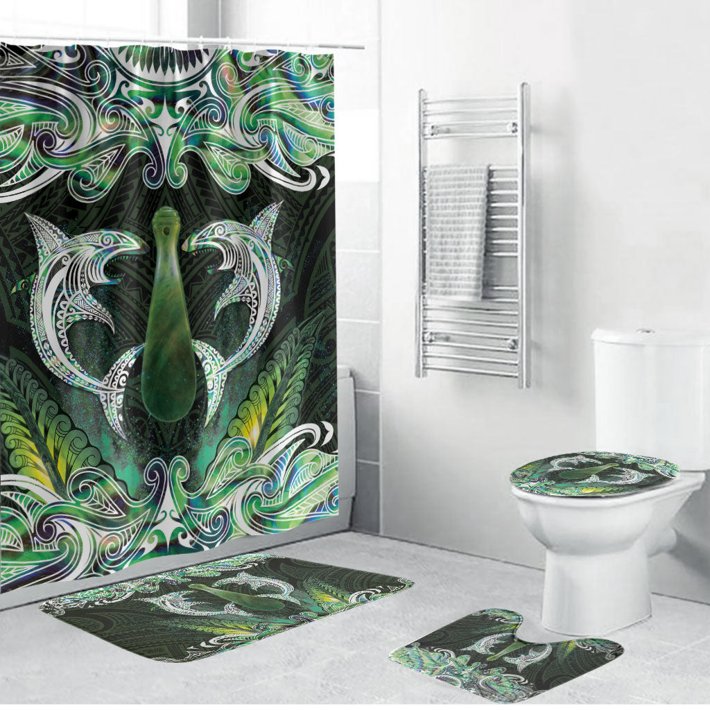 New Zealand Mere Pounamu Weapon Bathroom Set Aotearoa Mango Paua Shell Maori Pattern