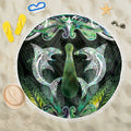 New Zealand Mere Pounamu Weapon Beach Blanket Aotearoa Mango Paua Shell Maori Pattern