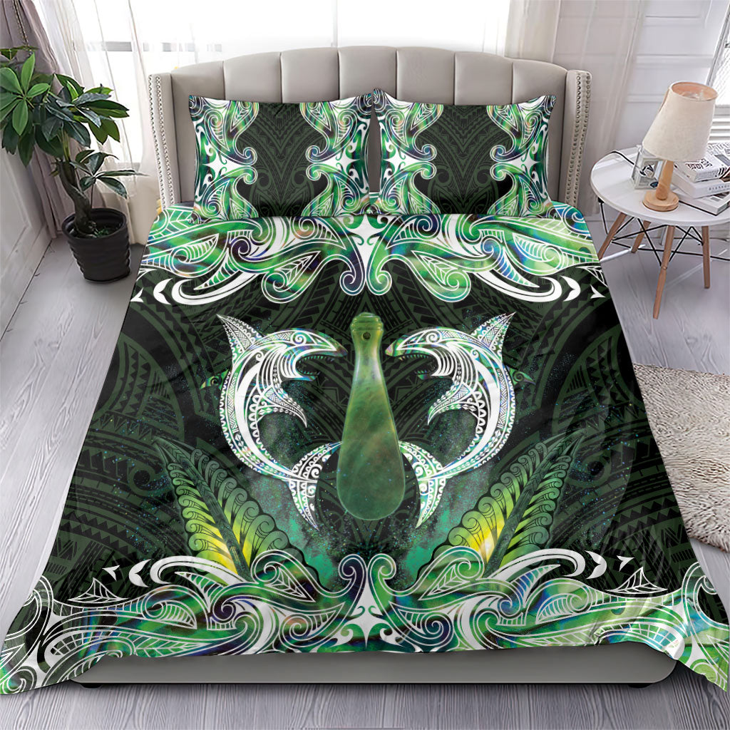 New Zealand Mere Pounamu Weapon Bedding Set Aotearoa Mango Paua Shell Maori Pattern