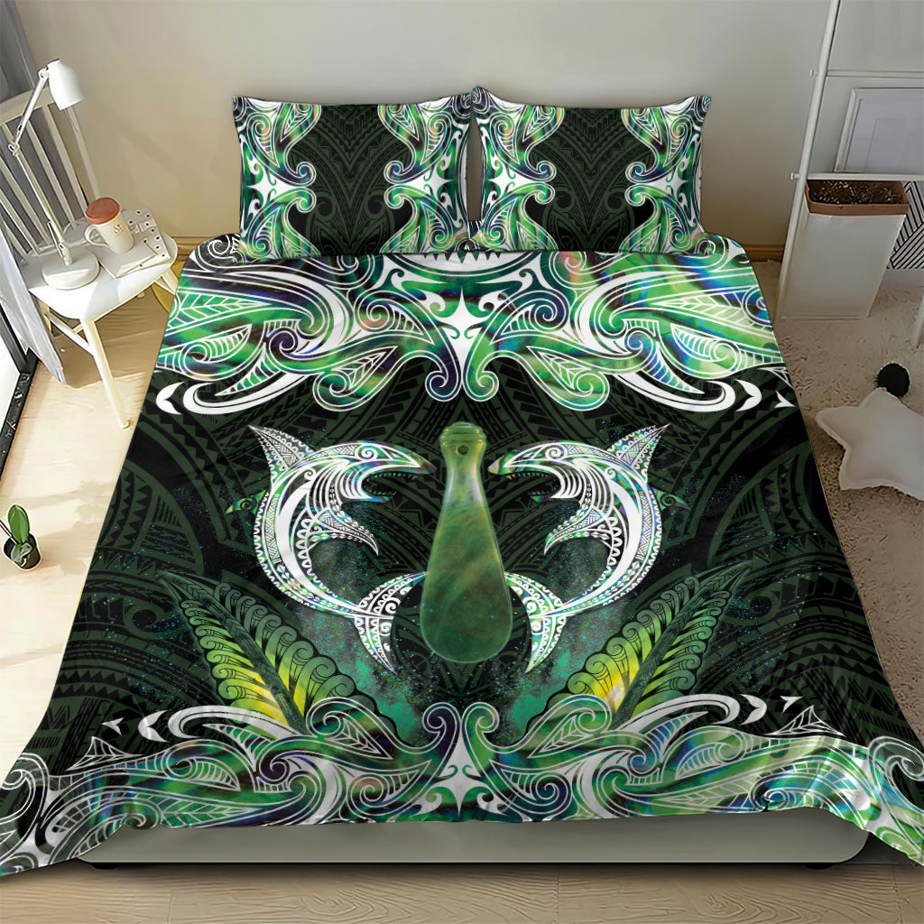New Zealand Mere Pounamu Weapon Bedding Set Aotearoa Mango Paua Shell Maori Pattern