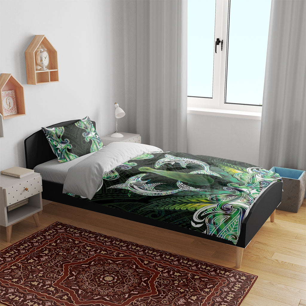 New Zealand Mere Pounamu Weapon Bedding Set Aotearoa Mango Paua Shell Maori Pattern