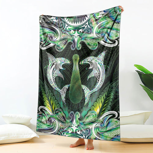 New Zealand Mere Pounamu Weapon Blanket Aotearoa Mango Paua Shell Maori Pattern