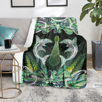 New Zealand Mere Pounamu Weapon Blanket Aotearoa Mango Paua Shell Maori Pattern