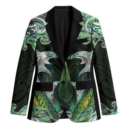 New Zealand Mere Pounamu Weapon Blazer Aotearoa Mango Paua Shell Maori Pattern