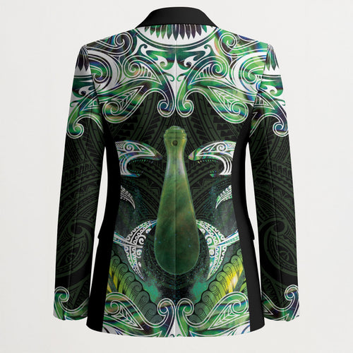 New Zealand Mere Pounamu Weapon Blazer Aotearoa Mango Paua Shell Maori Pattern