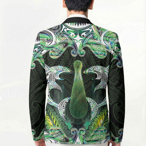 New Zealand Mere Pounamu Weapon Blazer Aotearoa Mango Paua Shell Maori Pattern