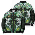 New Zealand Mere Pounamu Weapon Bomber Puffer Jacket Aotearoa Mango Paua Shell Maori Pattern