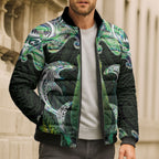 New Zealand Mere Pounamu Weapon Bomber Puffer Jacket Aotearoa Mango Paua Shell Maori Pattern