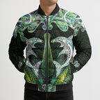 New Zealand Mere Pounamu Weapon Bomber Puffer Jacket Aotearoa Mango Paua Shell Maori Pattern