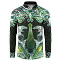 New Zealand Mere Pounamu Weapon Button Sweatshirt Aotearoa Mango Paua Shell Maori Pattern