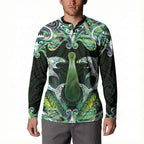 New Zealand Mere Pounamu Weapon Button Sweatshirt Aotearoa Mango Paua Shell Maori Pattern