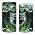 New Zealand Mere Pounamu Weapon 4 in 1 Can Cooler Tumbler Aotearoa Mango Paua Shell Maori Pattern