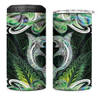 New Zealand Mere Pounamu Weapon 4 in 1 Can Cooler Tumbler Aotearoa Mango Paua Shell Maori Pattern