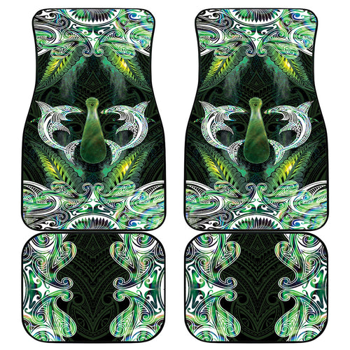 New Zealand Mere Pounamu Weapon Car Mats Aotearoa Mango Paua Shell Maori Pattern