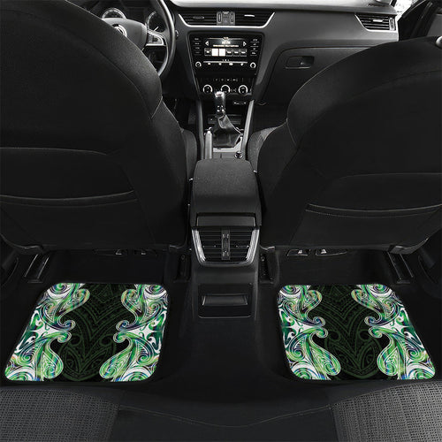 New Zealand Mere Pounamu Weapon Car Mats Aotearoa Mango Paua Shell Maori Pattern