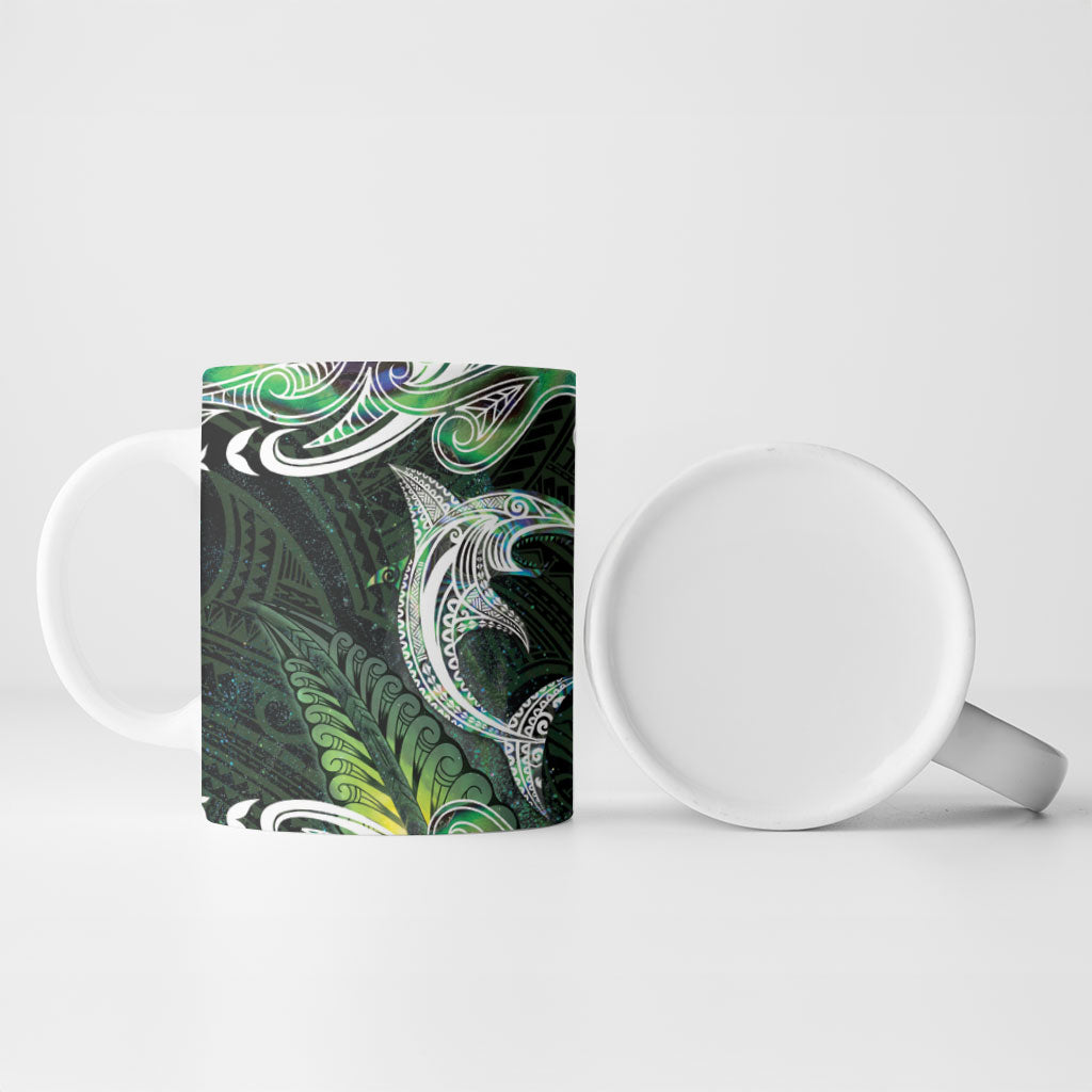 New Zealand Mere Pounamu Weapon Ceramic Mug Aotearoa Mango Paua Shell Maori Pattern