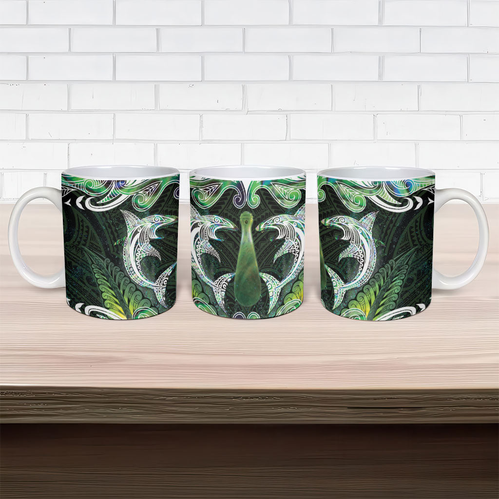 New Zealand Mere Pounamu Weapon Ceramic Mug Aotearoa Mango Paua Shell Maori Pattern