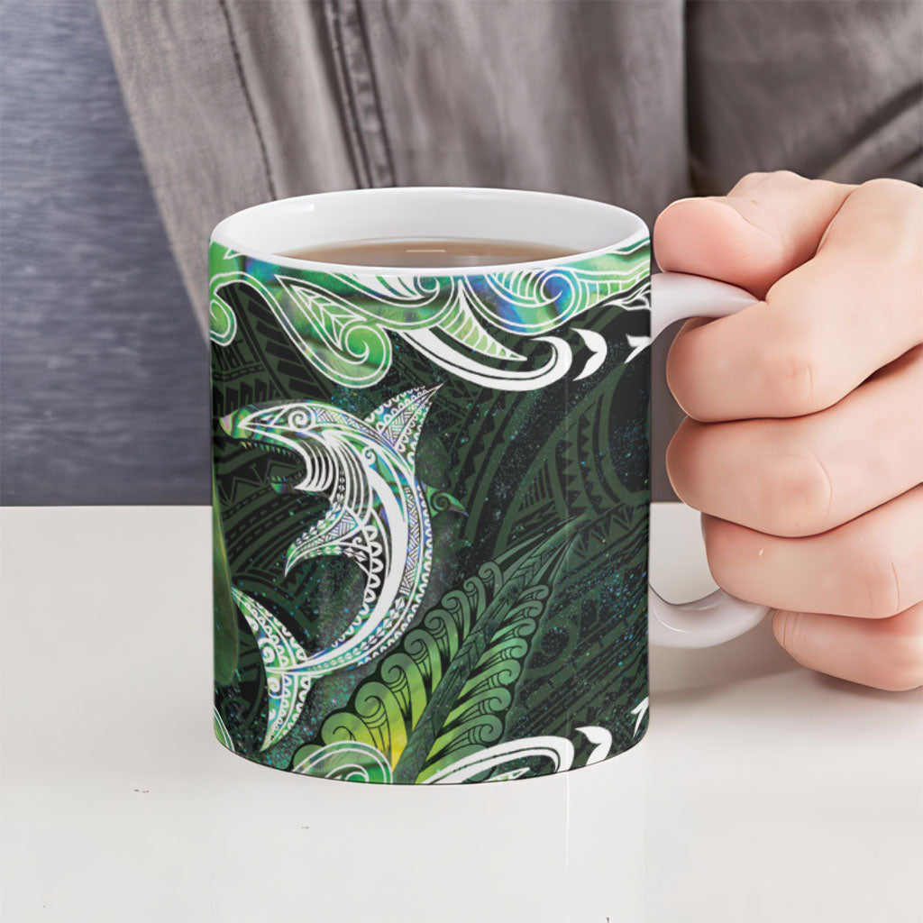 New Zealand Mere Pounamu Weapon Ceramic Mug Aotearoa Mango Paua Shell Maori Pattern