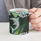New Zealand Mere Pounamu Weapon Ceramic Mug Aotearoa Mango Paua Shell Maori Pattern