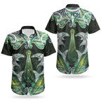 New Zealand Mere Pounamu Weapon Couples Matching Off Shoulder Short Dress and Hawaiian Shirt Aotearoa Mango Paua Shell Maori Pattern LT22