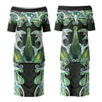 New Zealand Mere Pounamu Weapon Couples Matching Puletasi and Hawaiian Shirt Aotearoa Mango Paua Shell Maori Pattern LT22
