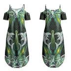 New Zealand Mere Pounamu Weapon Couples Matching Summer Maxi Dress and Long Sleeve Button Shirt Aotearoa Mango Paua Shell Maori Pattern LT22