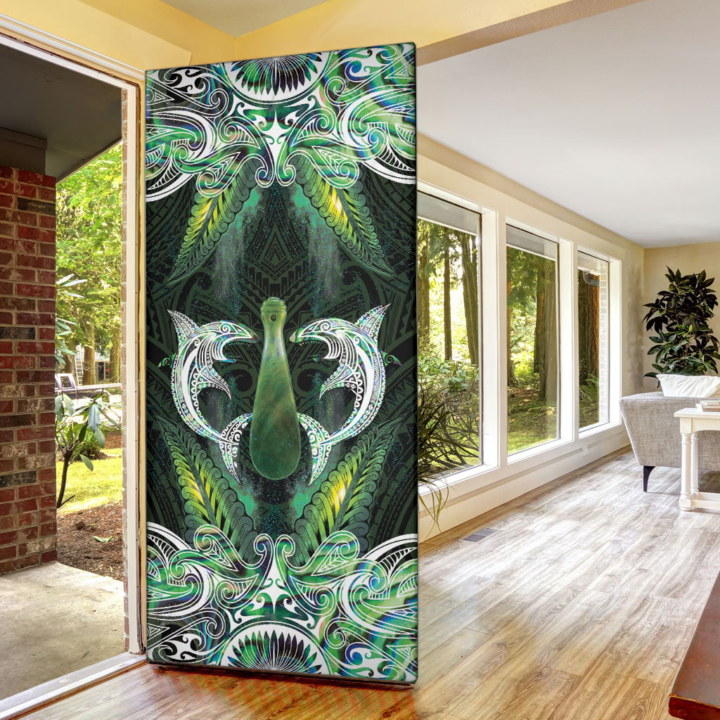 New Zealand Mere Pounamu Weapon Door Cover Aotearoa Mango Paua Shell Maori Pattern