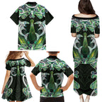 New Zealand Mere Pounamu Weapon Family Matching Puletasi and Hawaiian Shirt Aotearoa Mango Paua Shell Maori Pattern
