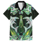 New Zealand Mere Pounamu Weapon Family Matching Short Sleeve Bodycon Dress and Hawaiian Shirt Aotearoa Mango Paua Shell Maori Pattern