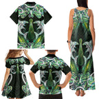 New Zealand Mere Pounamu Weapon Family Matching Tank Maxi Dress and Hawaiian Shirt Aotearoa Mango Paua Shell Maori Pattern