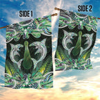 New Zealand Mere Pounamu Weapon Garden Flag Aotearoa Mango Paua Shell Maori Pattern