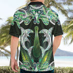 New Zealand Mere Pounamu Weapon Hawaiian Shirt Aotearoa Mango Paua Shell Maori Pattern