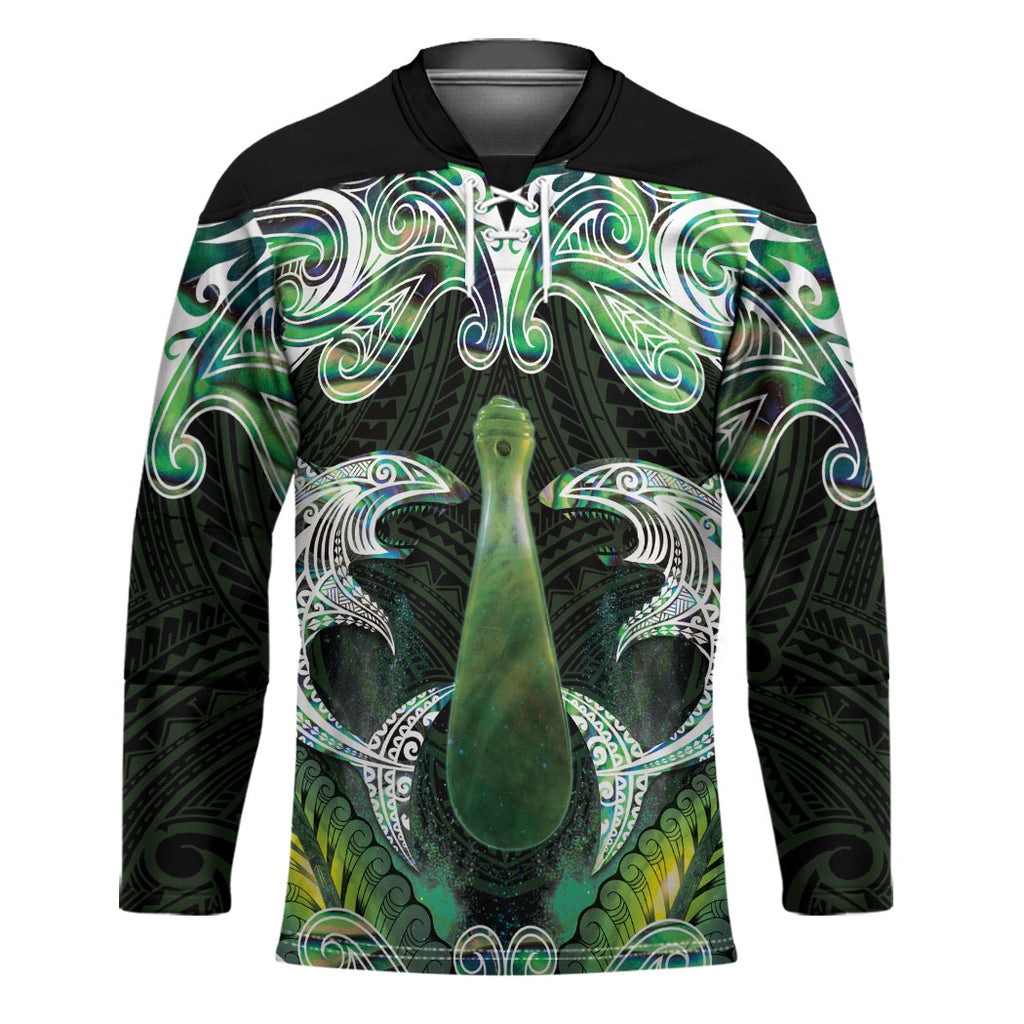 New Zealand Mere Pounamu Weapon Hockey Jersey Aotearoa Mango Paua Shell Maori Pattern