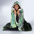 New Zealand Mere Pounamu Weapon Hooded Blanket Aotearoa Mango Paua Shell Maori Pattern