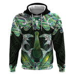 New Zealand Mere Pounamu Weapon Hoodie Aotearoa Mango Paua Shell Maori Pattern