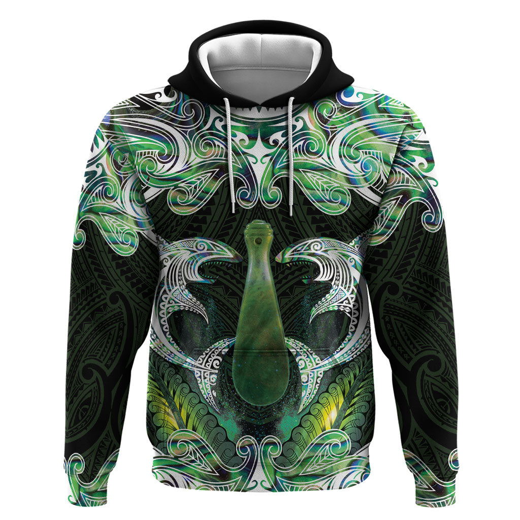 New Zealand Mere Pounamu Weapon Hoodie Aotearoa Mango Paua Shell Maori Pattern