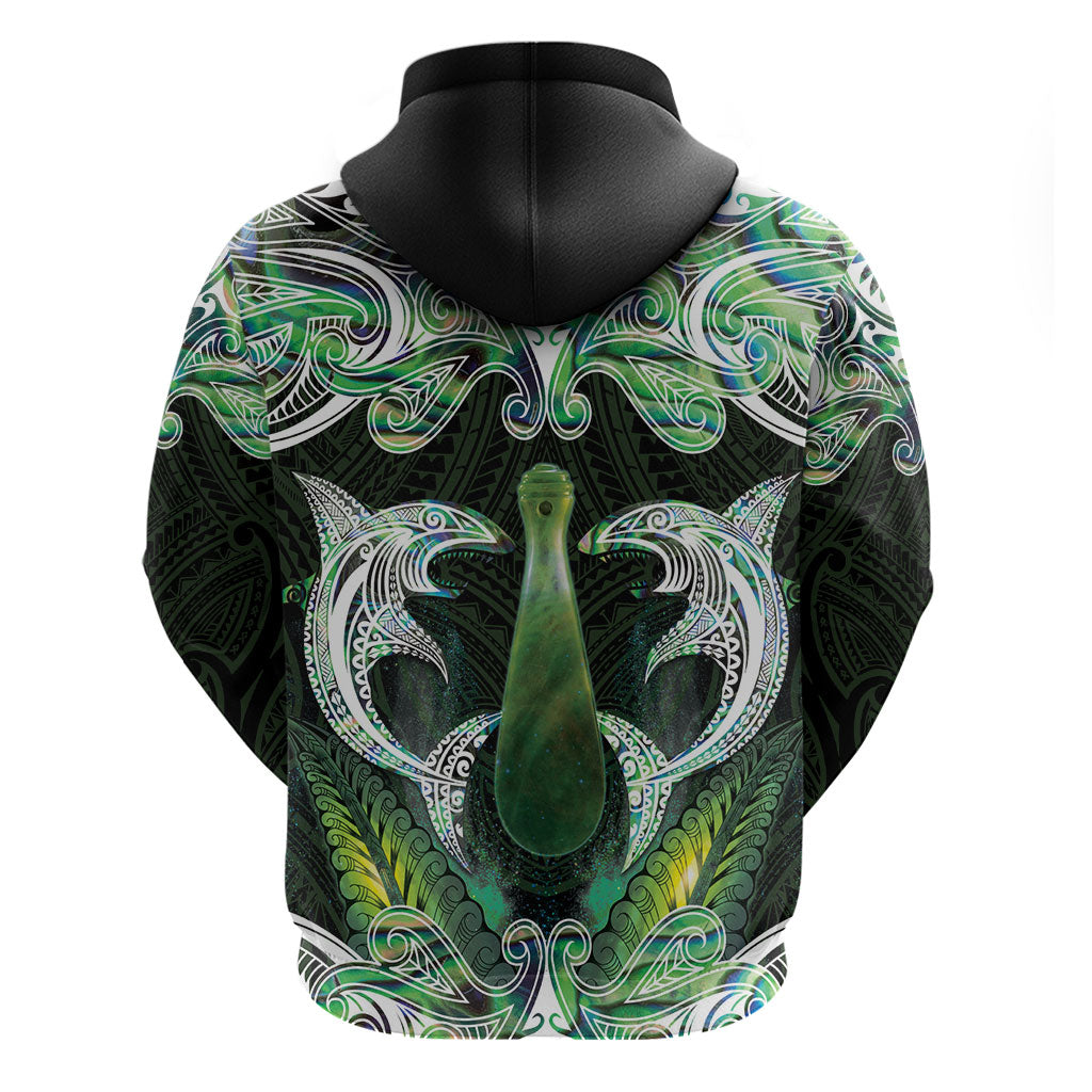 New Zealand Mere Pounamu Weapon Hoodie Aotearoa Mango Paua Shell Maori Pattern