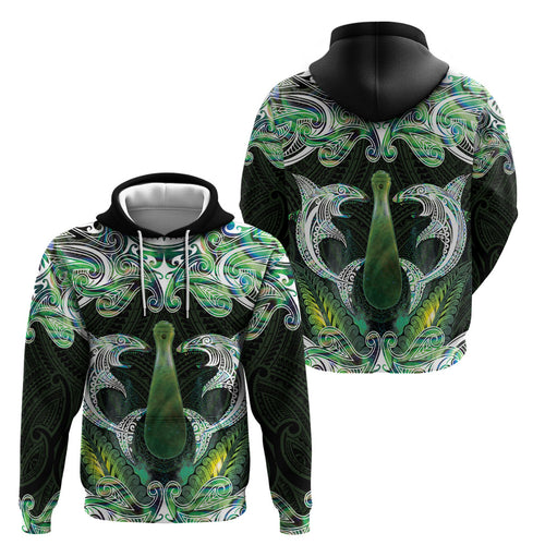 New Zealand Mere Pounamu Weapon Hoodie Aotearoa Mango Paua Shell Maori Pattern