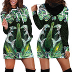 New Zealand Mere Pounamu Weapon Hoodie Dress Aotearoa Mango Paua Shell Maori Pattern