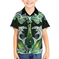New Zealand Mere Pounamu Weapon Kid Hawaiian Shirt Aotearoa Mango Paua Shell Maori Pattern