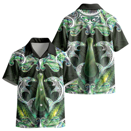 New Zealand Mere Pounamu Weapon Kid Hawaiian Shirt Aotearoa Mango Paua Shell Maori Pattern LT22