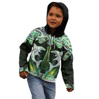New Zealand Mere Pounamu Weapon Kid Hoodie Aotearoa Mango Paua Shell Maori Pattern